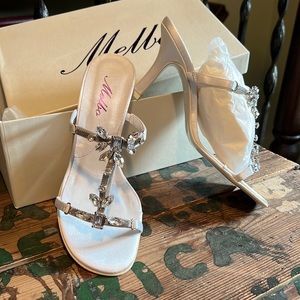 MELBO Silk wedding/ bridal formal heels Swarovski crystal Dyeable MADE In ITALY